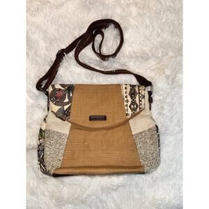 Sakroots women Foldover Crossbody Bag Jute & Cotton Magnetic Closure Vegan Trim